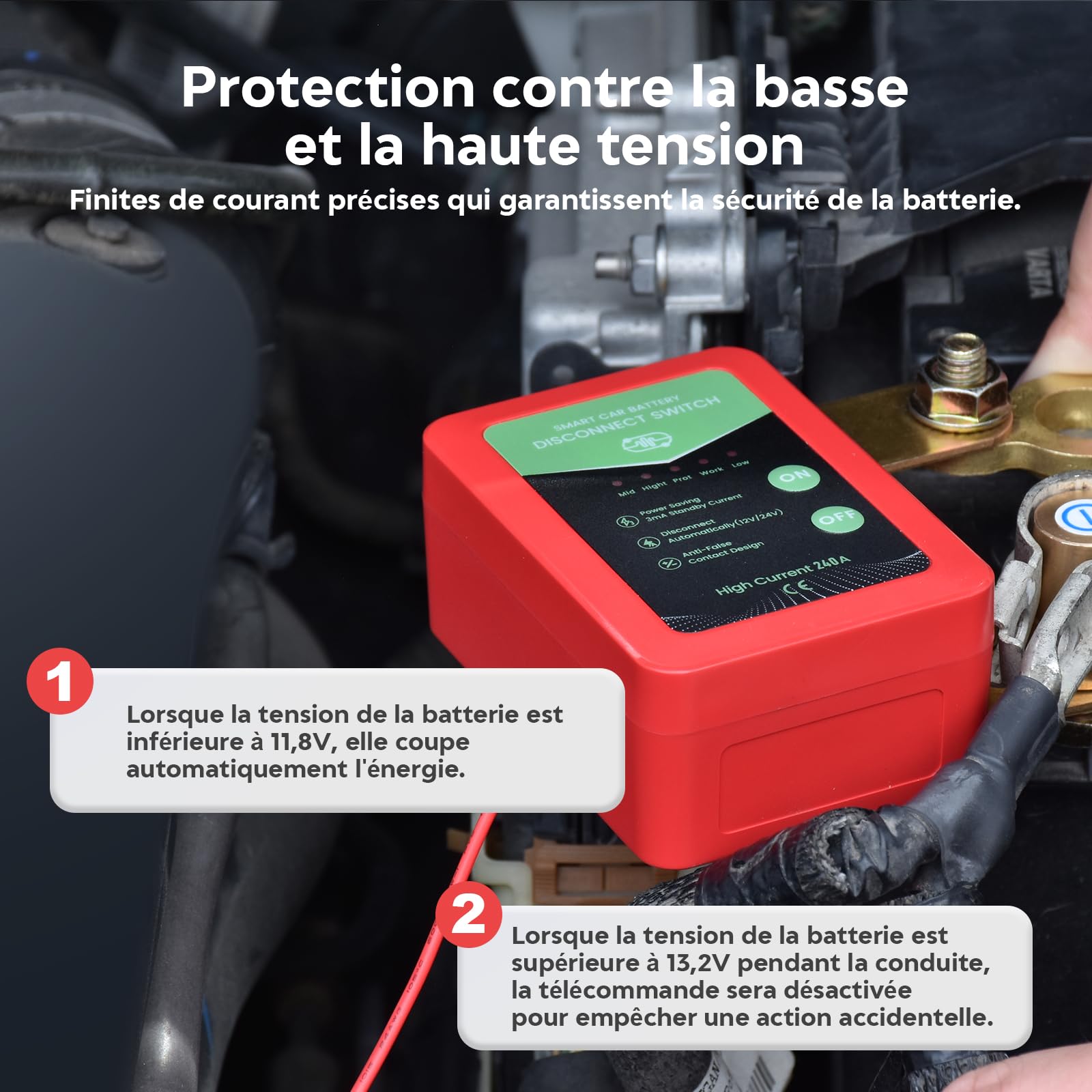 Stacca Batteria per Auto 12V 240A, Interruttore di Isolamento della Batteria Staccabatteria Automatico Antifurto Auto Senza Fili con Telecomando per Auto RV ATV Camion Barca Trattore