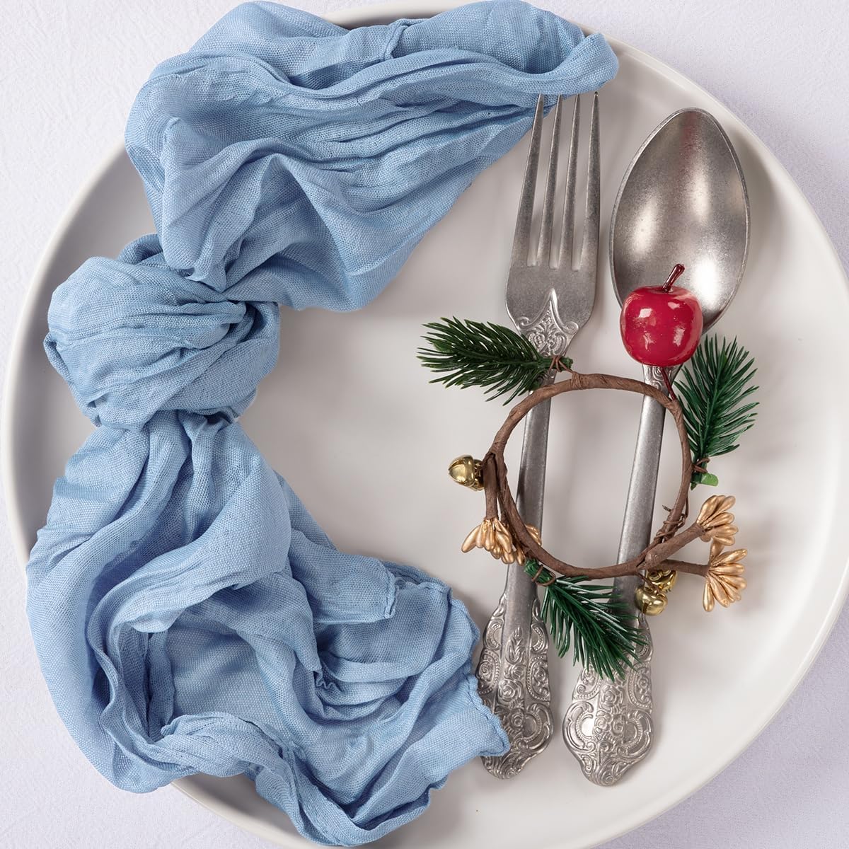 MLMC Lot de 60 Serviettes en étamine réutilisables en Vrac pour Mariage, fête prénatale, événements, décoration de Table - Bleu poudré - 53,3 x 53,3 cm