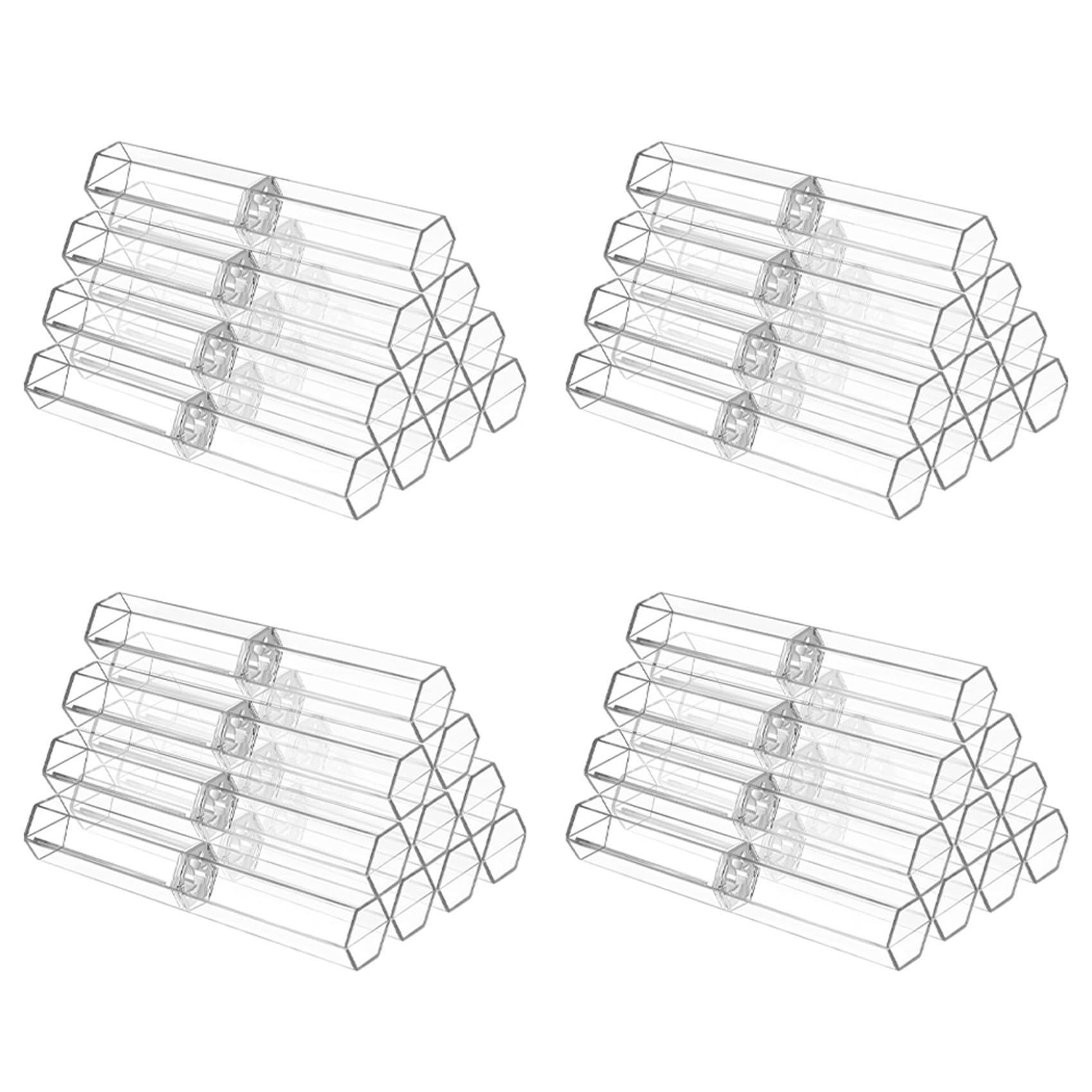 Jnchdghwa 40 Pcs Acrylic Pen Boxes Clear Ballpoint Pen Case Pencil Gift Box Pen Storage Container Hexagon Single for School