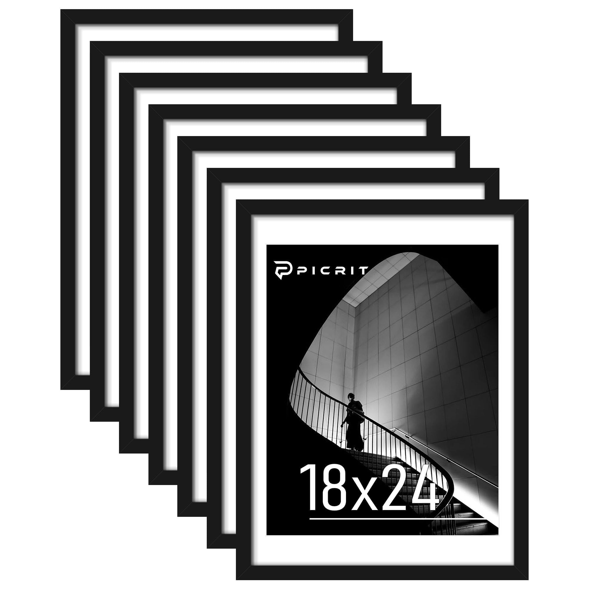 Picrit 18x24 Picture Frame Set of 7, Black Poster Frames for Wall