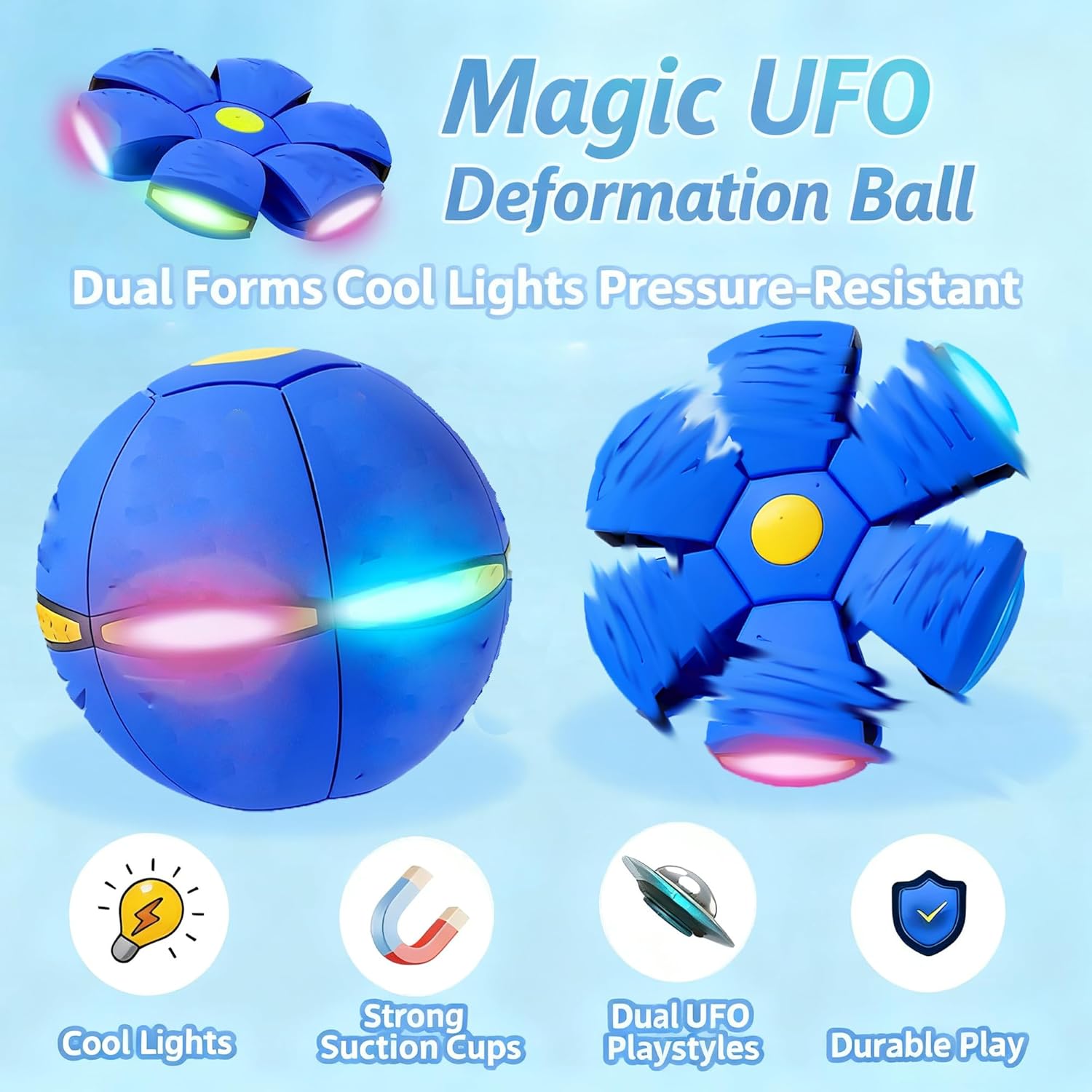 Magic Bouncy Ball Bouncing Ball Magic UFO Flying Disc Deformation Meta Ball Magic Flying Saucer Outdoor Play Toys Football Indoor Outdoor