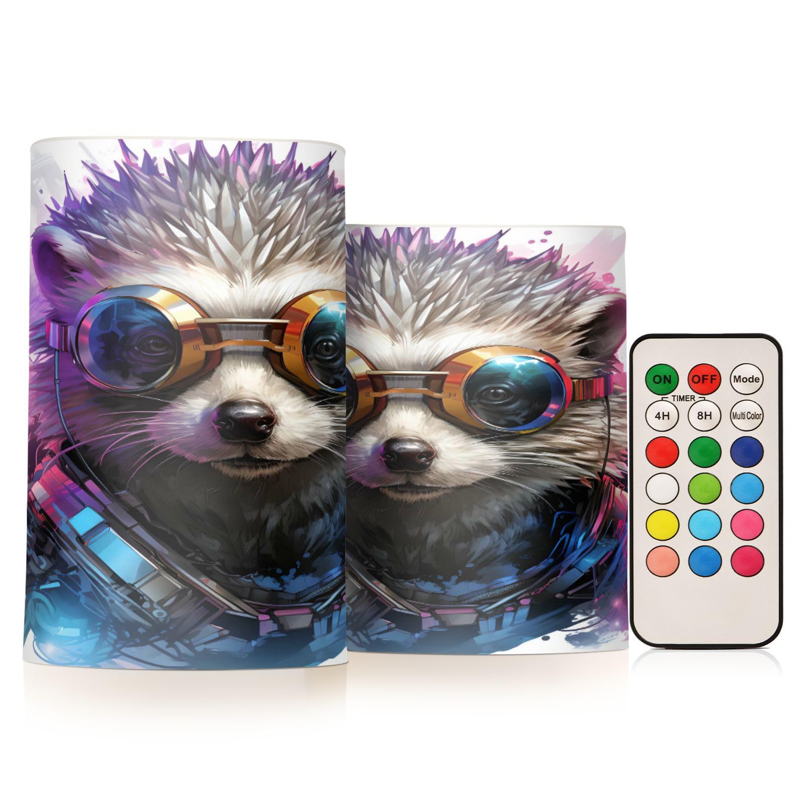 ALAZA Hedgehog Flickering Flameless Candles Battery Operated with Remote Timer,Tea Light Candles LED Pillar Votive Candles Set of 2 for Outdoor Indoor Decorations