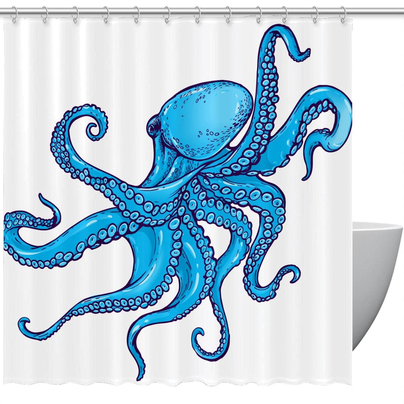 Rideau de douche Octopus déco marine pour transformer votre salle de bain familiale