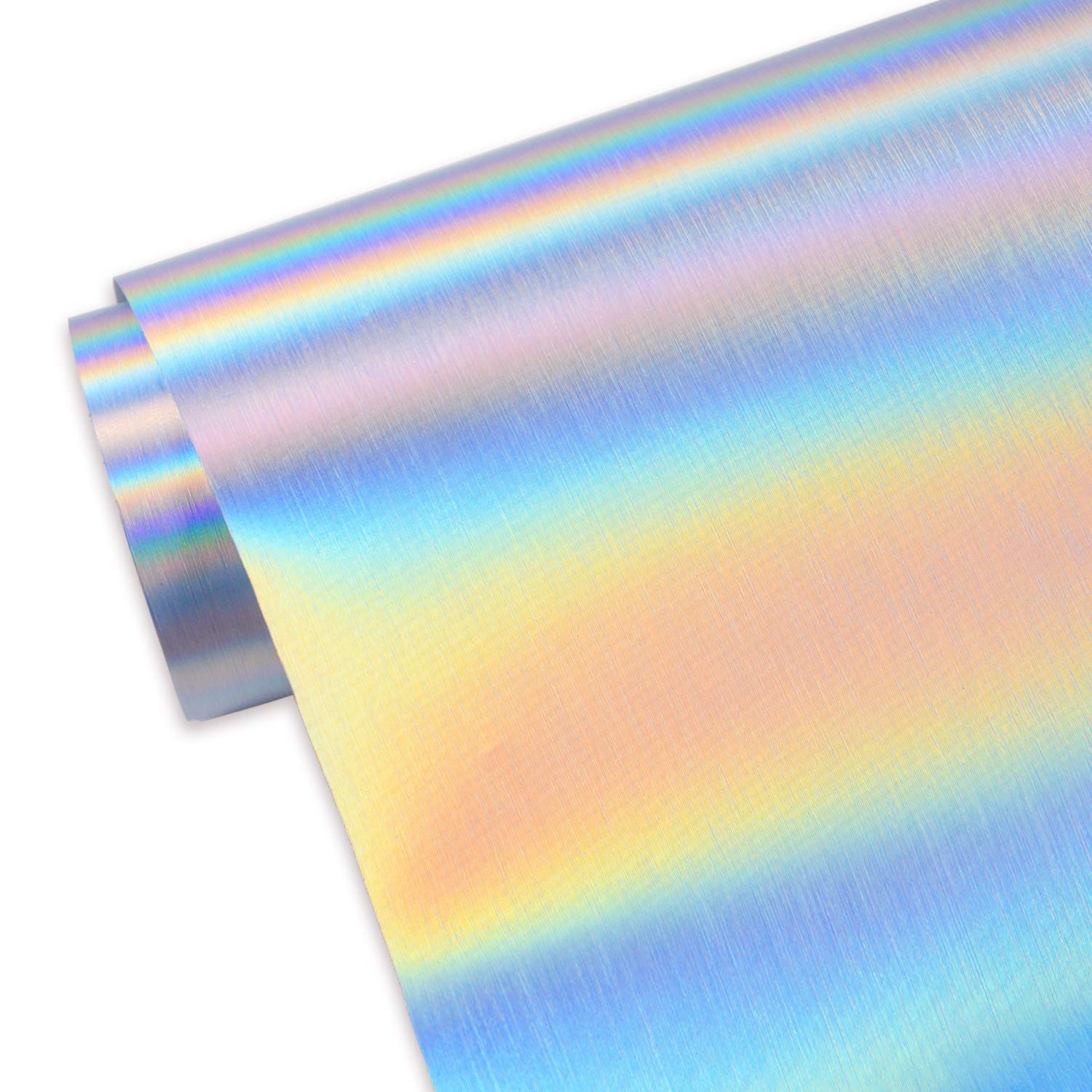 TECKWRAP Metallic Brushed Holographic Silver Chrome Vinyl 1ftx5ft