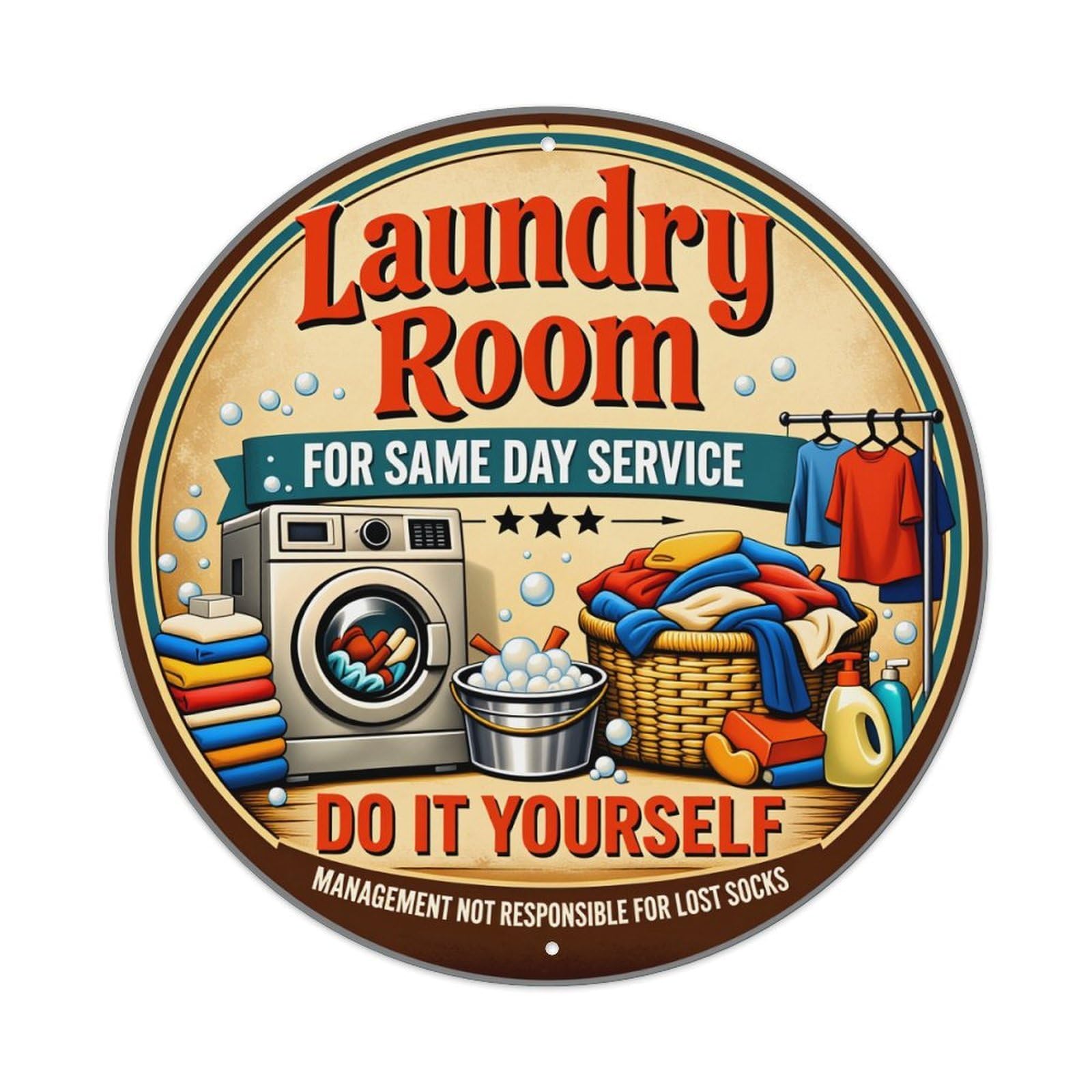Laundry Room Service Sign Metal Tin Sign Vintage Garden Bedroom Cafe Bar Man Cave Home Wall Decor Metal Poster 8x8 inches