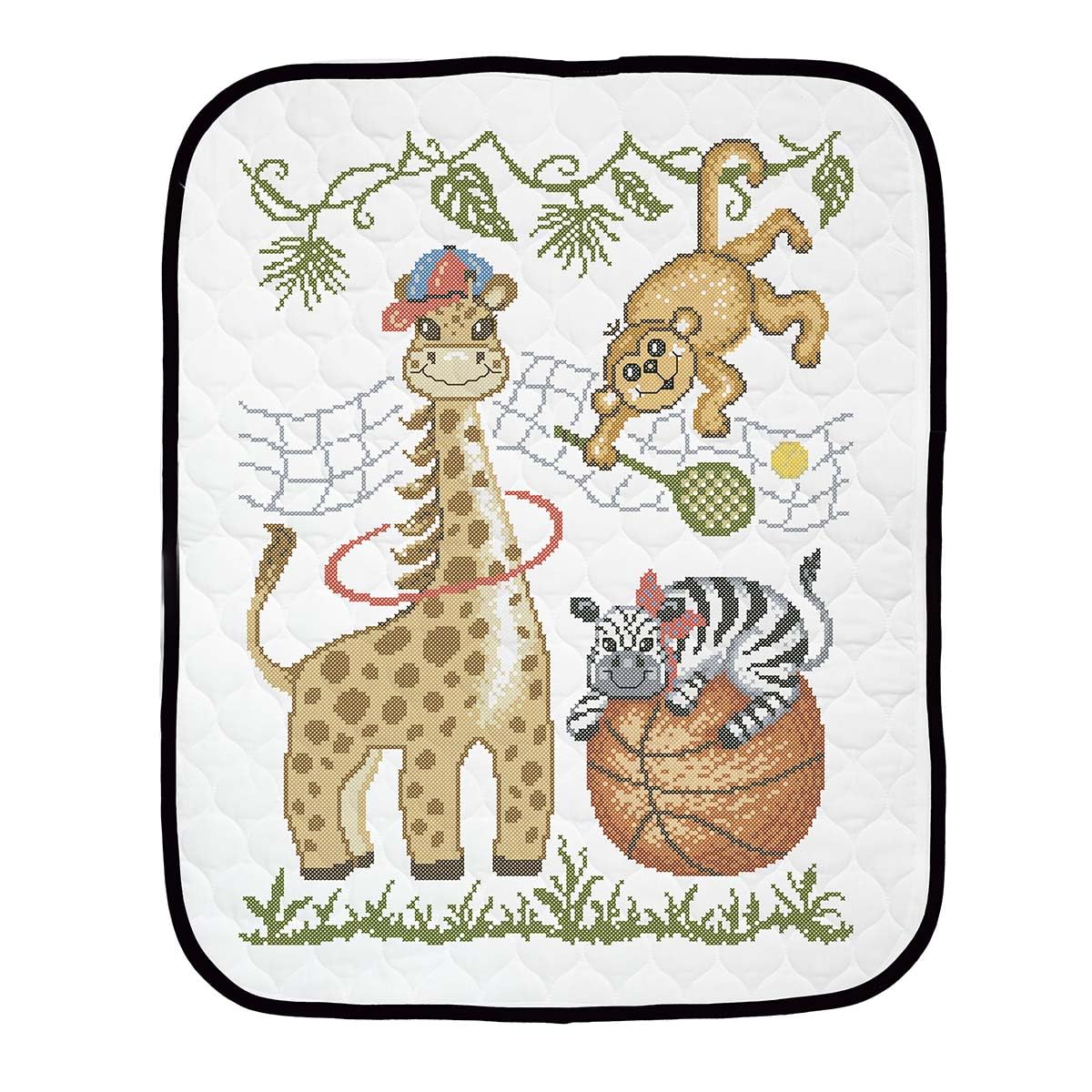 Herrschners Baby Athletic Animals Baby Quilt Stamped Cross-Stitch Kit