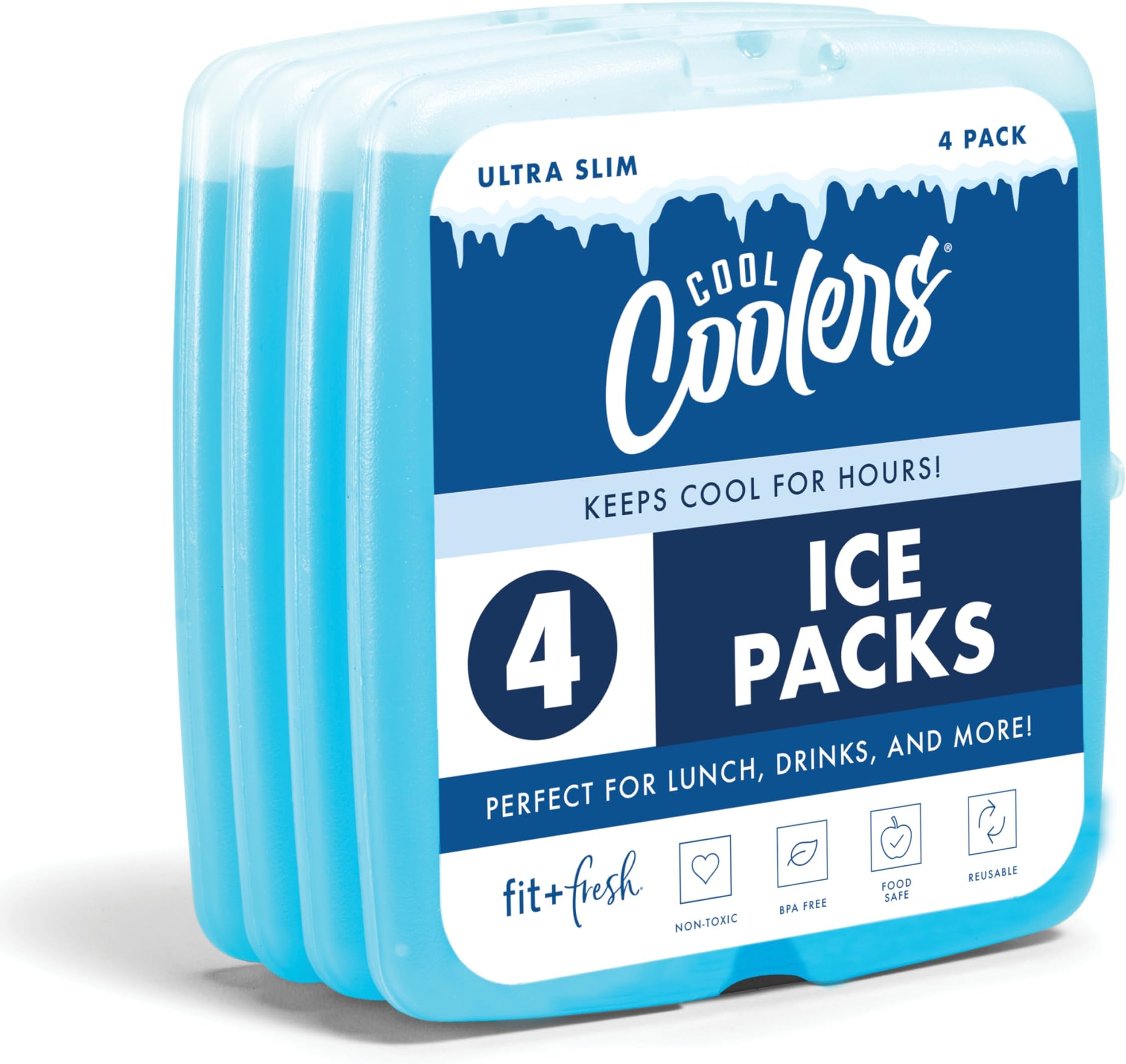 Fit & Fresh Cool Coolers Ice Pack, 4 pack, Blue
