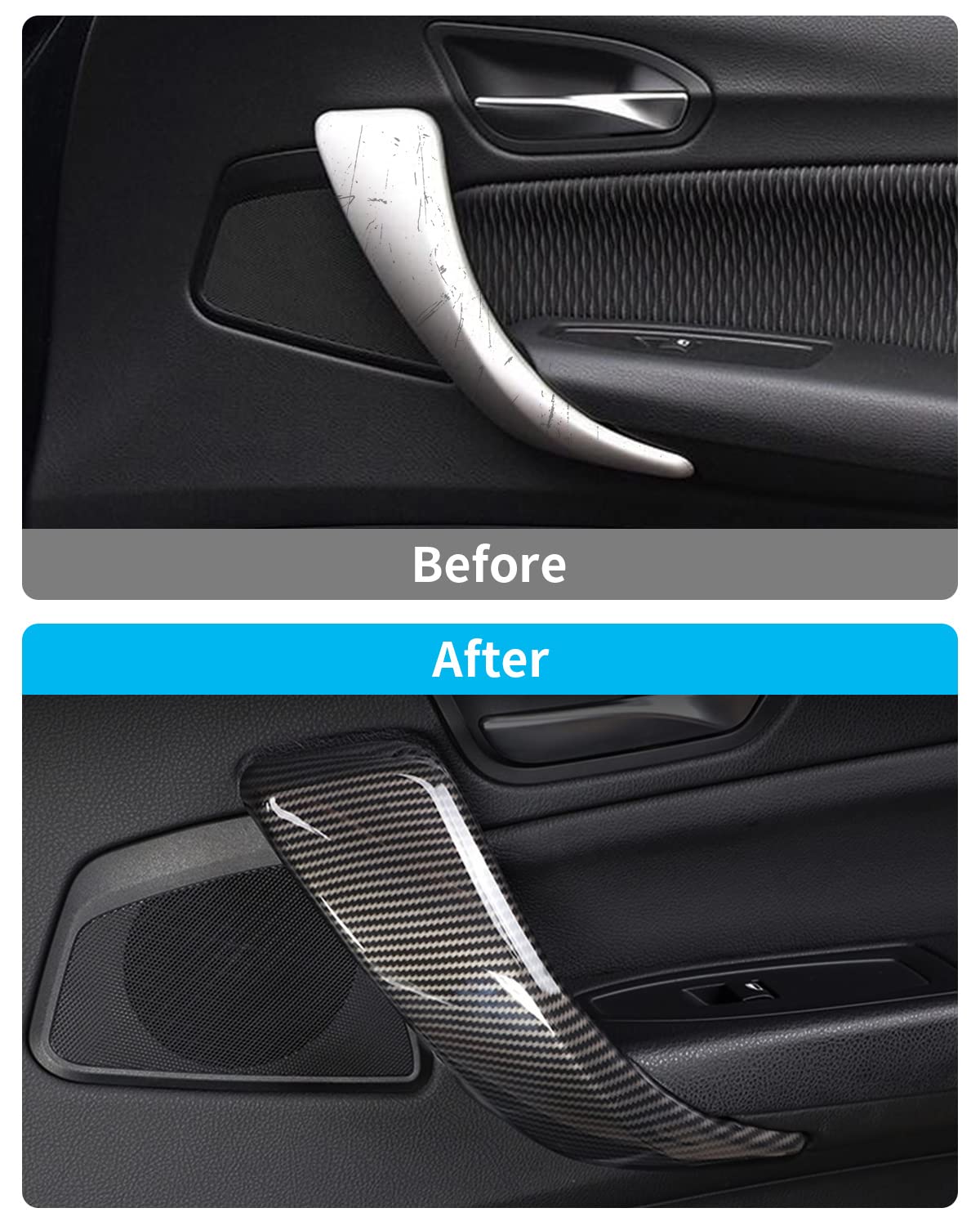 Copri Maniglie per Porte Interne per Auto per BMW F20 F21 F22 F23, Adesivo per Rivestimento della Maniglia del bracciolo della Porta Interna in Fibra di Carbonio per BMW Serie 1 2