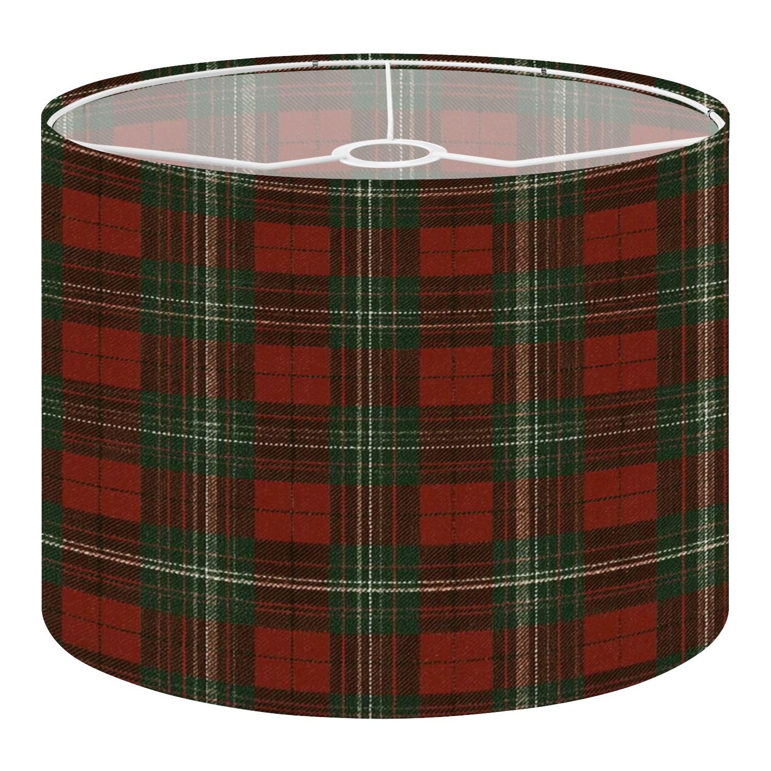 Drum Lamp Shade Large Lampshade Red Green Plaid Tartan White Accents for Floor Lamps Table Lamps Pendant Light Linen Lampshades Replacement Bedside Light Shades