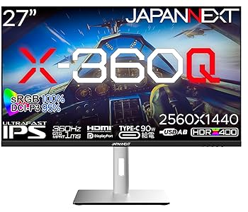 JAPANNEXT ジャパンネクスト/ゲーミングモニター27インチ/X−360Q/JN-27IPS360WQHDR-HSP/65461S27Q360H2401N003/Aランク/84【中古】 JAPANNEXT 27インチ ULTRA FAST IPSパネル搭載 360Hz対応 WQHD