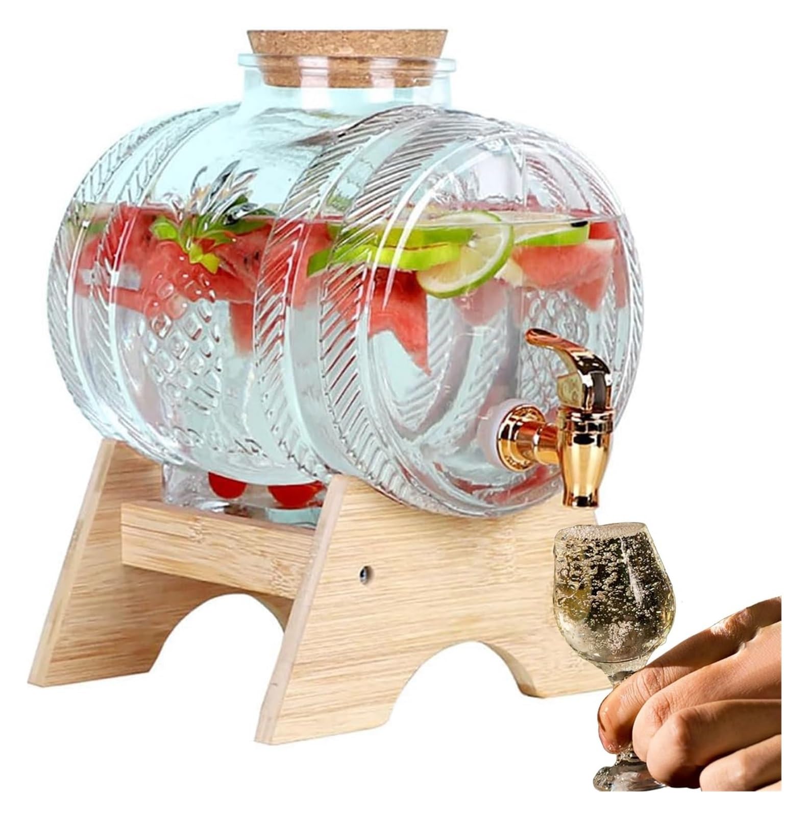 asdchZen Glass Beverage Dispenser,Juice Dispenser, Drink Dispenser With Tap Proof Beverage Stand For Office Camping Juice Drinks Container,3l