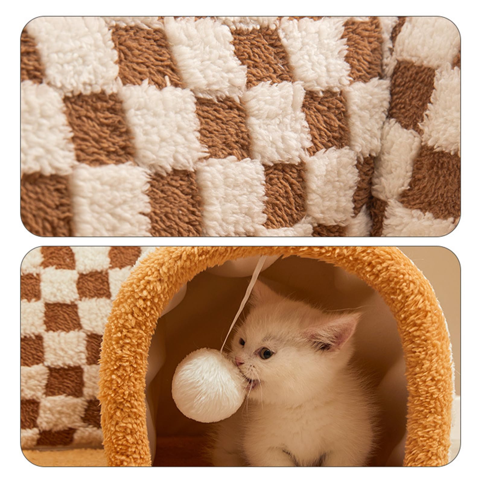 Tunnel Letto 2 In 1 Per Gatti - Imbottito Con Palla Di Peluche, Antigraffio, Adatto Anche A Conigli E Furetti