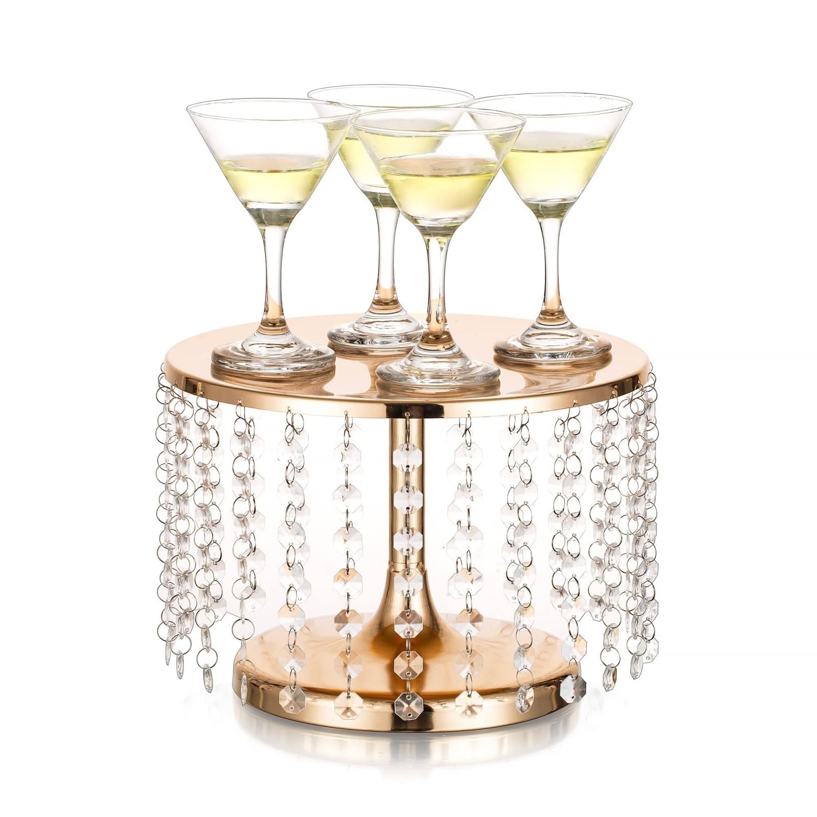 Soporte para Tartas Decoración Soporte Alto For Tarta De Boda De Metal con Lámpara De Araña De Cristal Expositor Tartas(Gold)