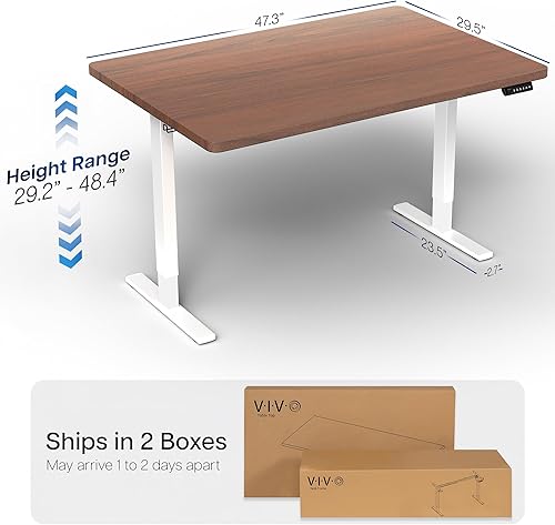 Vista 740 de VIVO DESK-KIT-1W6G - Escritorio eléctrico de pie de 60 x 24 pulgadas, ajuste de altura de memoria, serie 1B, parte superior de nogal oscuro de una