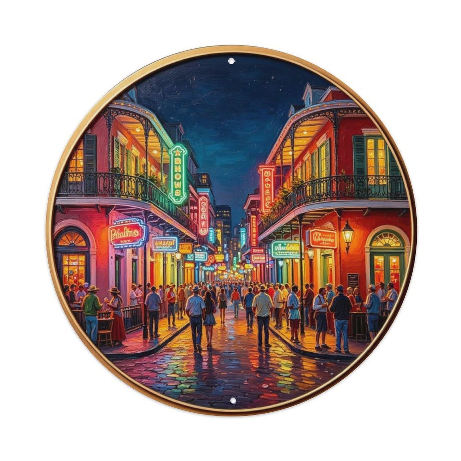 New Orleans Bourbon Street Metal Tin Sign Plaque