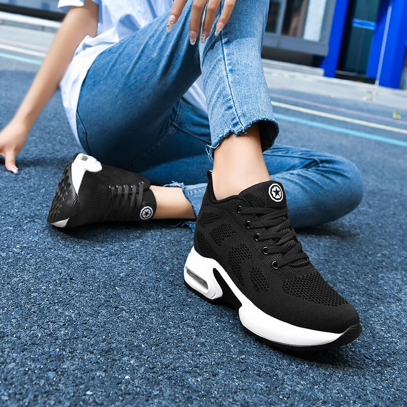 Women's Wedge Sneakers Invisible High-Heeled Leisure Walking Shoes Breathable Air Cushion Casual Footwear - Image 9