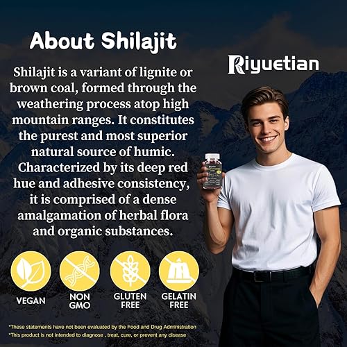 Miniatura 5 de Gomitas Shilajit Pure Himalayan Gold para hombres, suplemento con ácido fúlvico, Shilajit puro para hombres, envejecimiento saludable, aumenta la