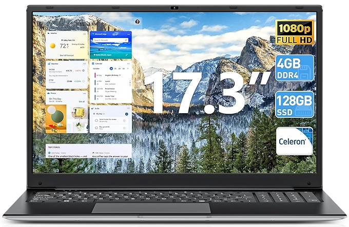 SGIN 17.3英寸笔记本电脑 Win11主机 i3处理器 FHD IPS屏 4GB DDR3 128GB SSD