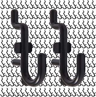 Jucoan 200 Pack Pegboard Hooks, J Shape Peg Hooks for 1/4" Pegboard, Black Plastic Peg Board Hooks Assortment, Pegboard Accessory for Garage Tool Storage Organizer, Accessories, Jewelry Hanging