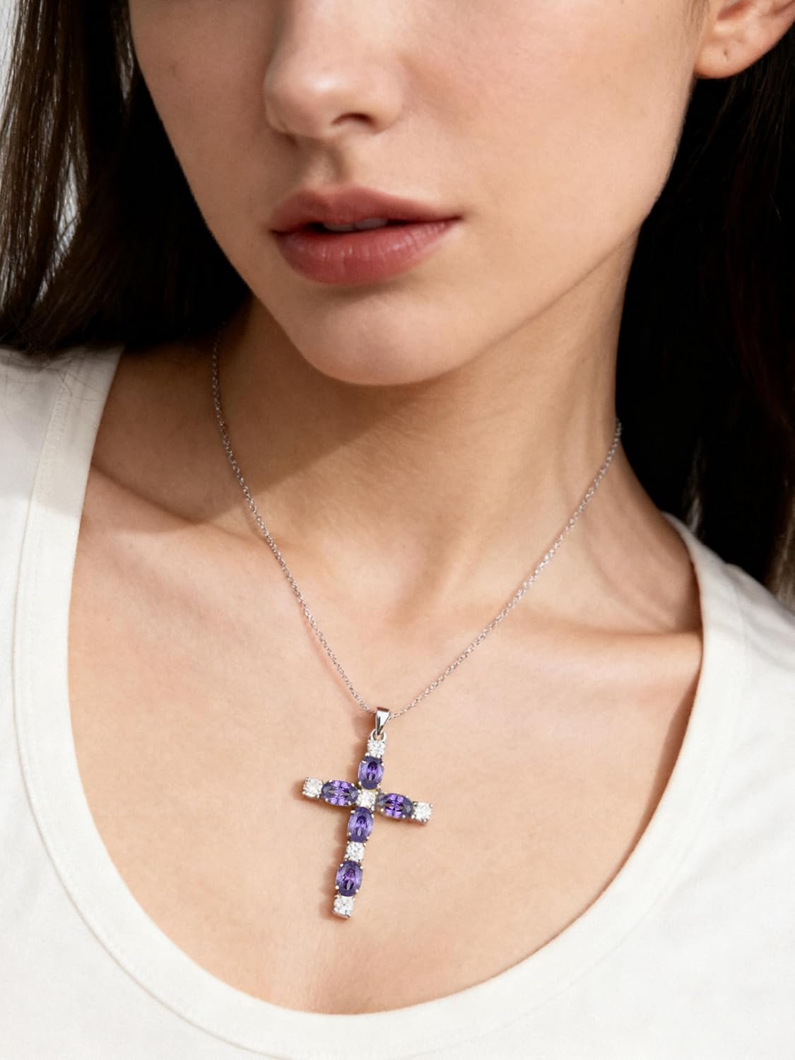 STARCHENIE Cross Necklace for Women 925 Sterling Silver Crucifix Pendant Necklaces Birthstone Jewelry Religious Gift for Her - Image 3