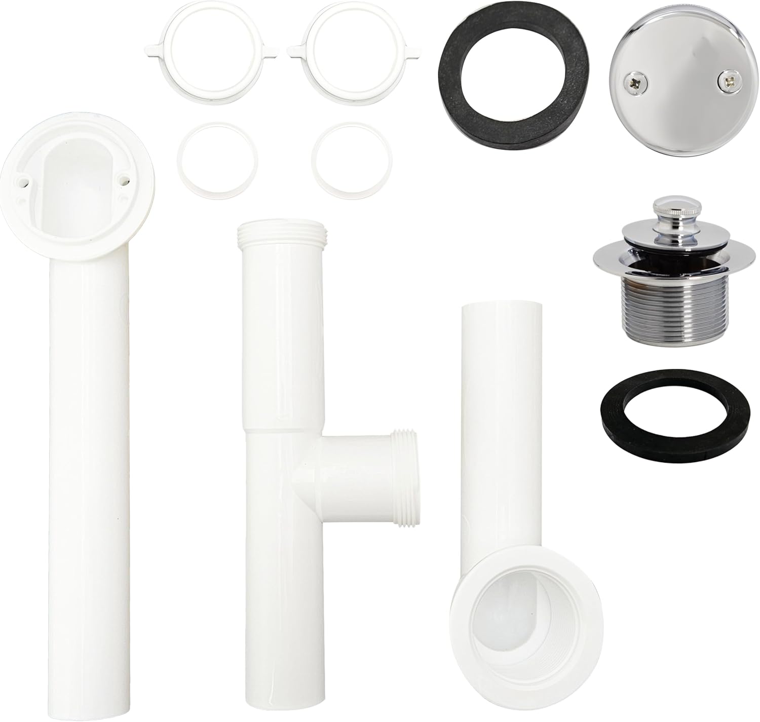 Westbrass Y594244CP White Tubular Twist & Close Bath Waste and Overflow Assembly, Polished Chrome (12-Pack)