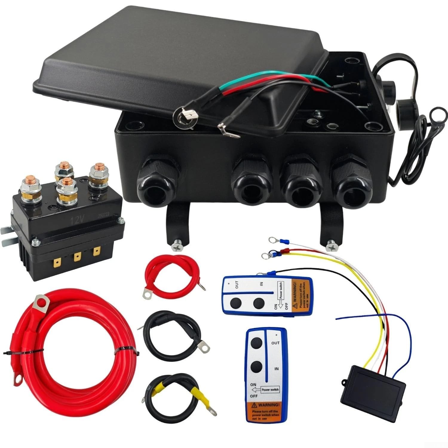 Kit solenoide verricello 500A 12V Telecomando Wireless per Jeep Truck SUV - Set relè elettromagnetico con cavi pre-cablati Accessori 4x4