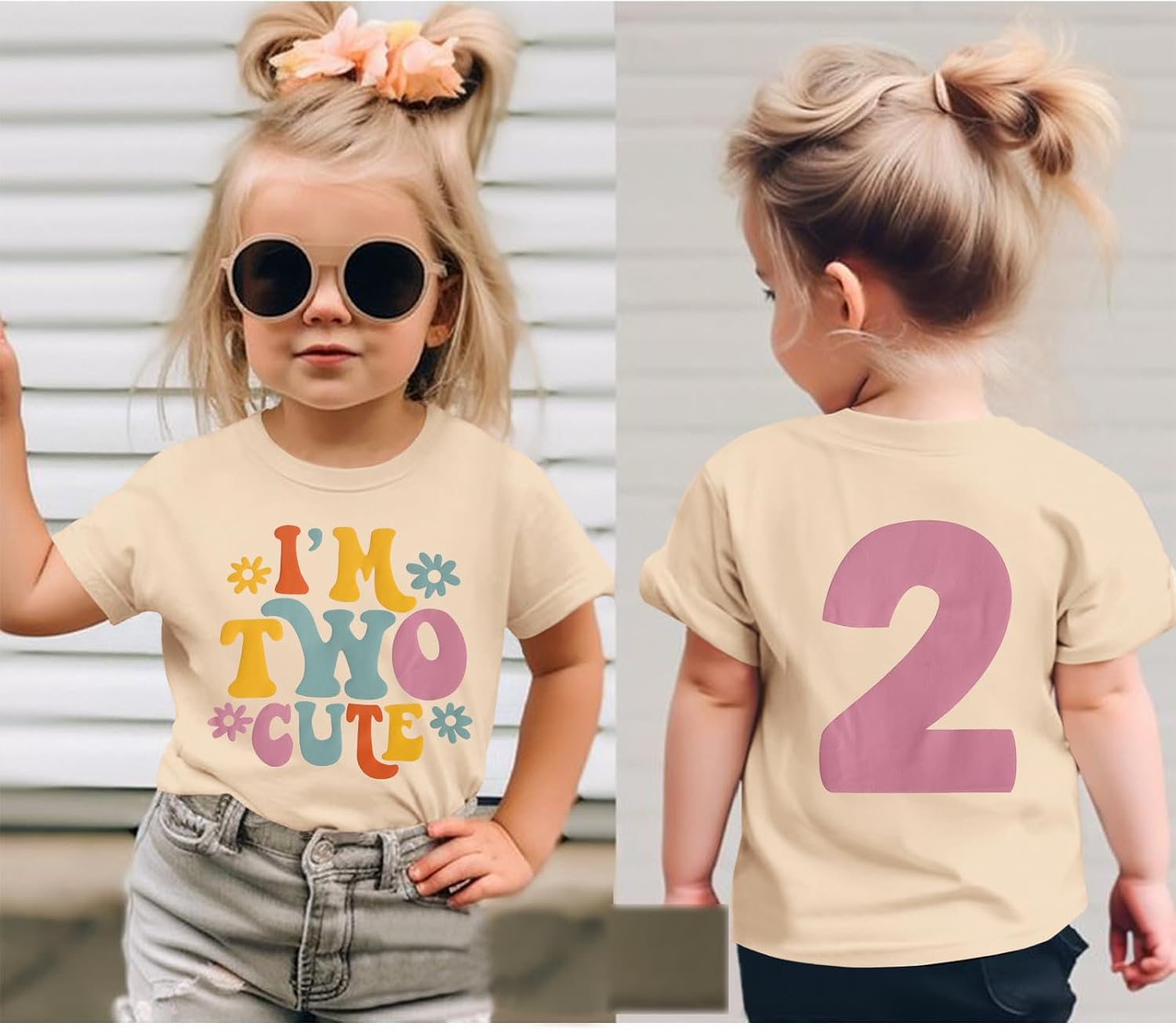 KEKEMI Birthday Shirt for Toddler Girl I’M Two Cute Birthday Girl T-Shirt 2T B-Day Party Outfit Short Sleeve Tee Tops Clothes