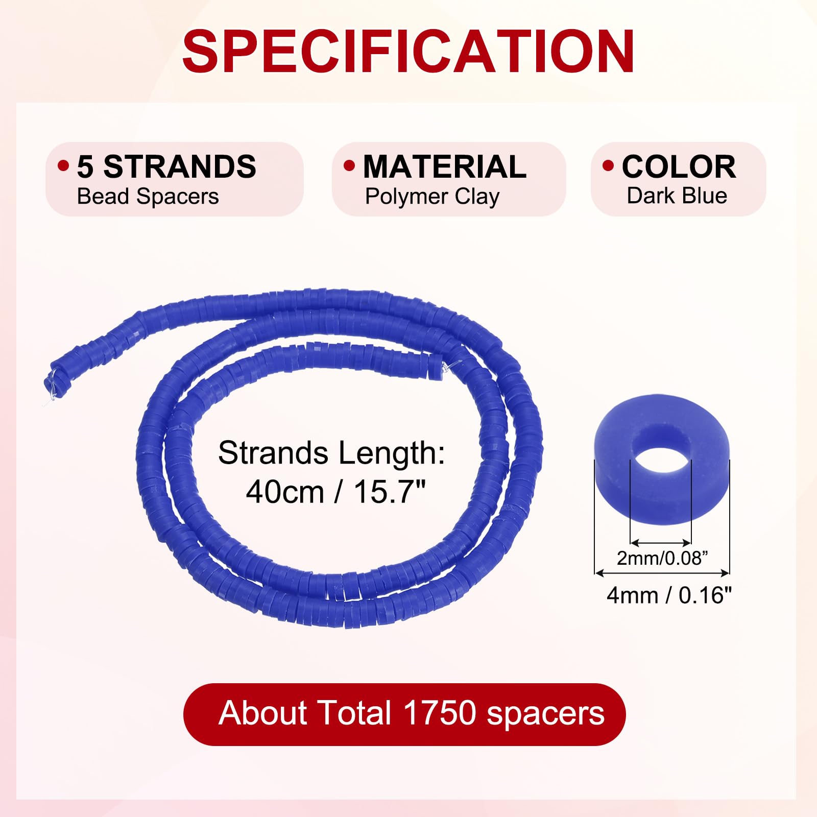 PATIKIL 4mm Polymer Clay Beads Spacer - Image 2