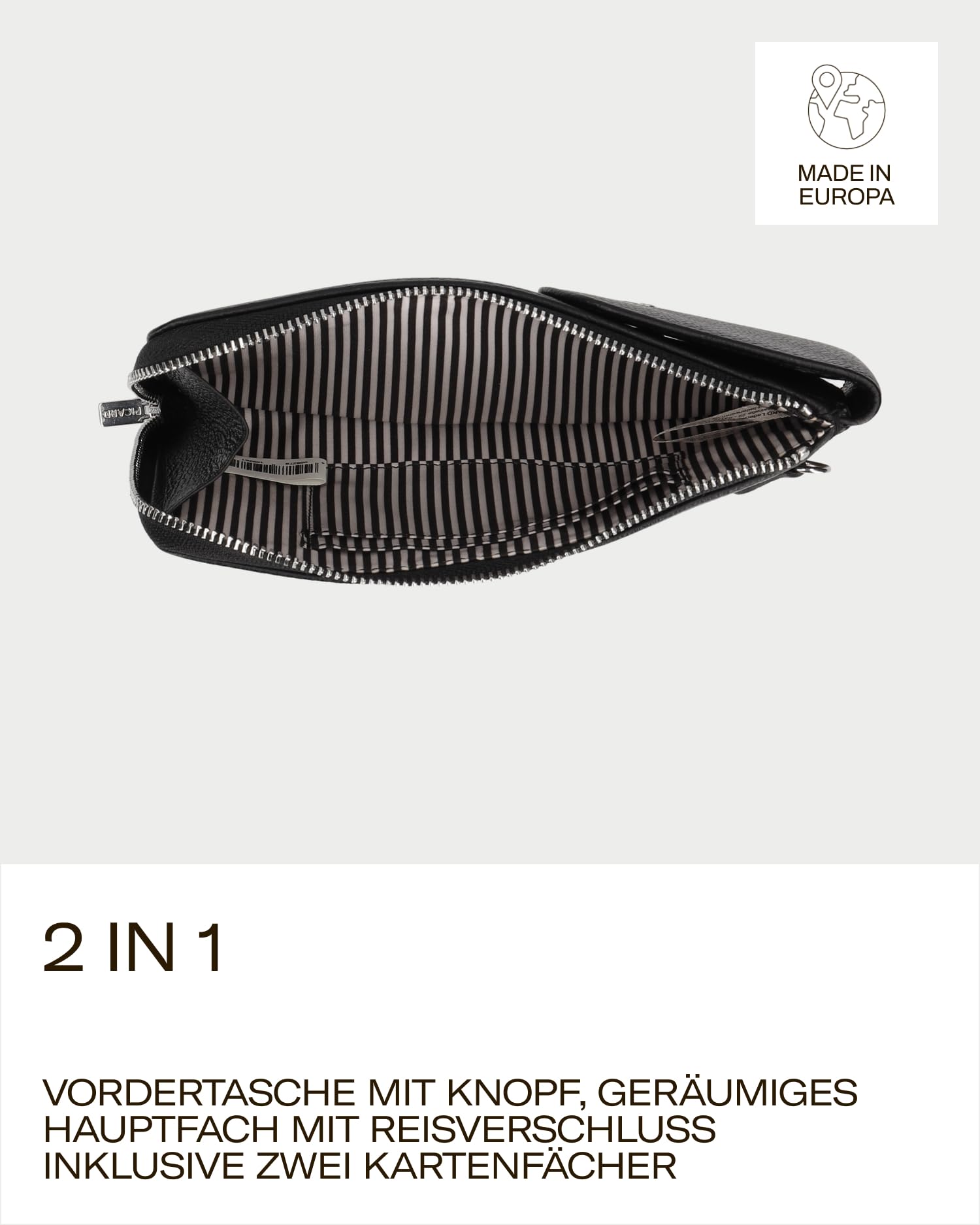 Picard Handytasche zum Umhängen Damen Anne | Handykette aus Leder mit 2 Kartenfächern gesichert durch Reißverschluss & Druckknopf | Elegant, Modern | Handy Umhängetasche | Alltag, Ausgehen