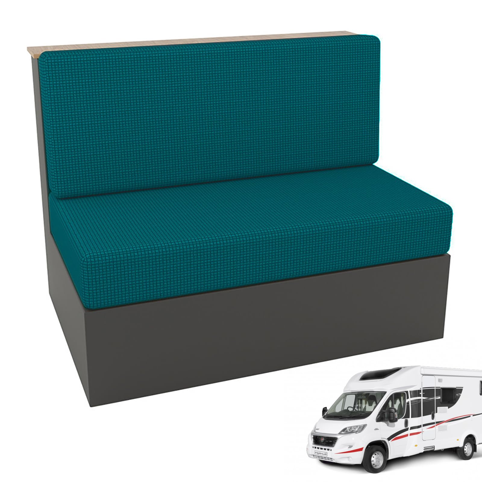 Copricuscini Elasticizzati Per Camper E Roulotte - Set Da 4 Federe Per Panca E Schienale, Tessuto Morbido (Colore #18) - 2