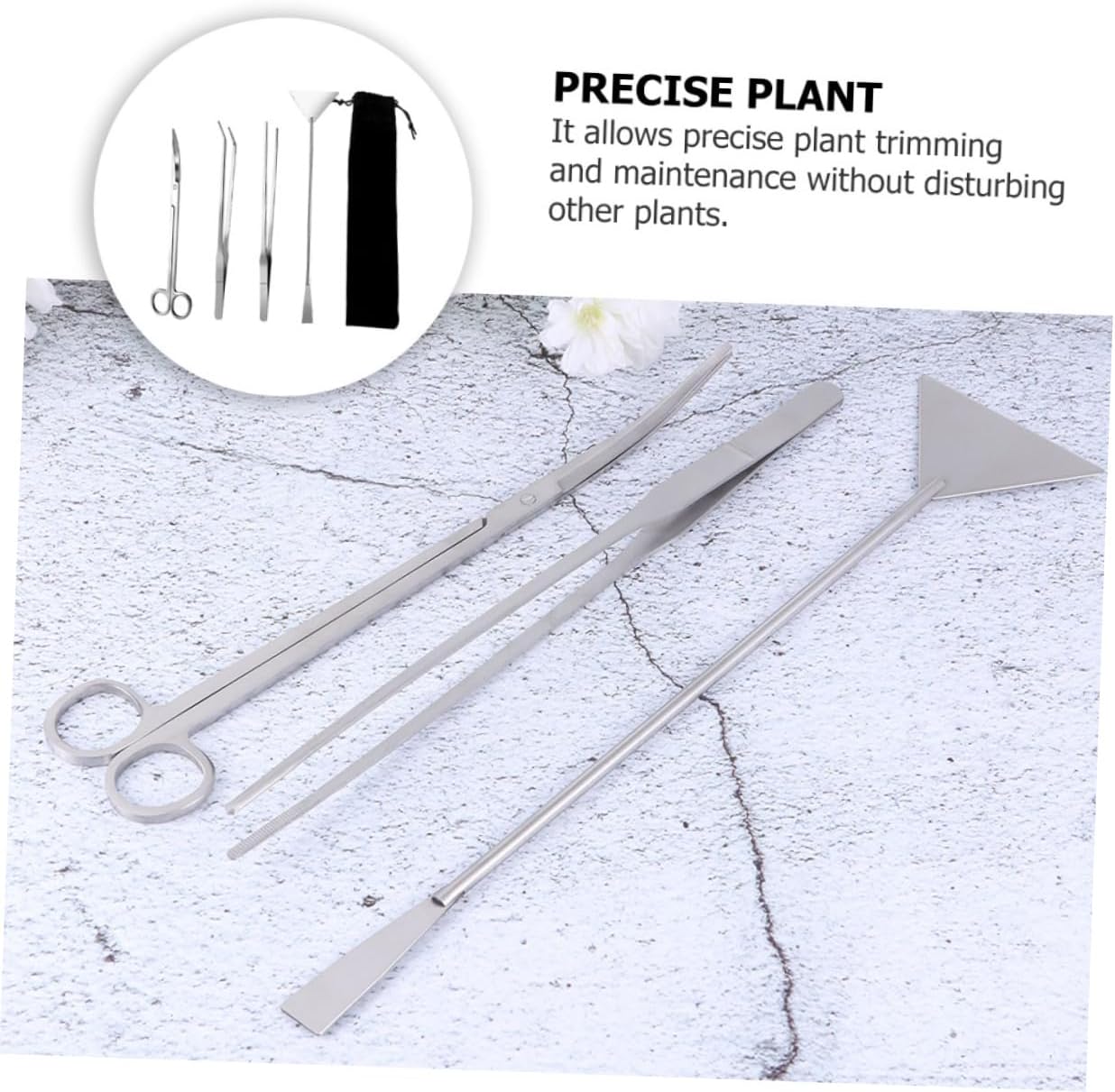 VANZACK 1set Stainless Steel Aquarium Tool Kit for Aquatic Plants Cleaning Supplies Pouch for Easy Storage and Transport Fish Tank Maintenance Tools