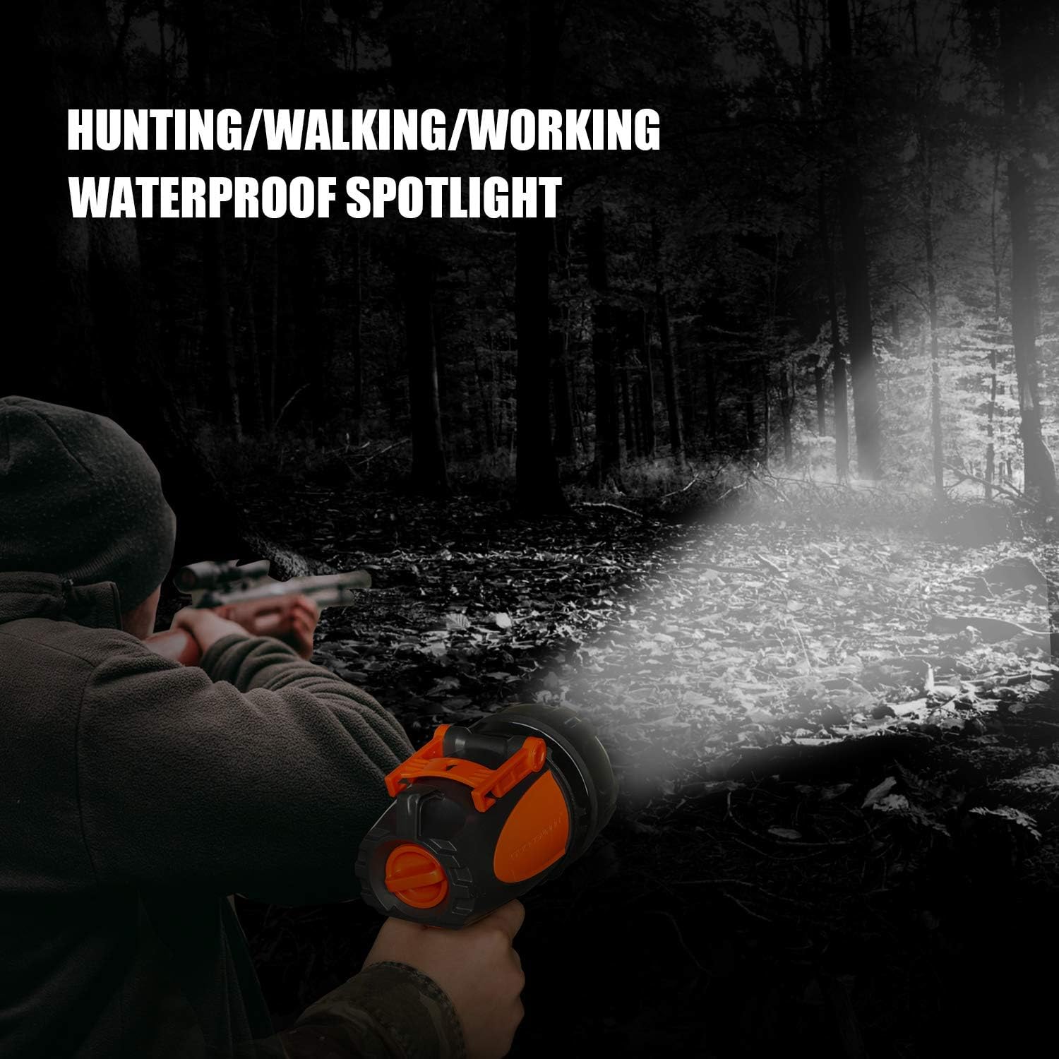GOODSMANN Rechargeable Spotlight Waterproof Flashlight 4500 Lumen Handheld Searchlight Hunting Light with EVA Carrying Case USB Adapter Car Charger 9924-H101-02 : Everything Else