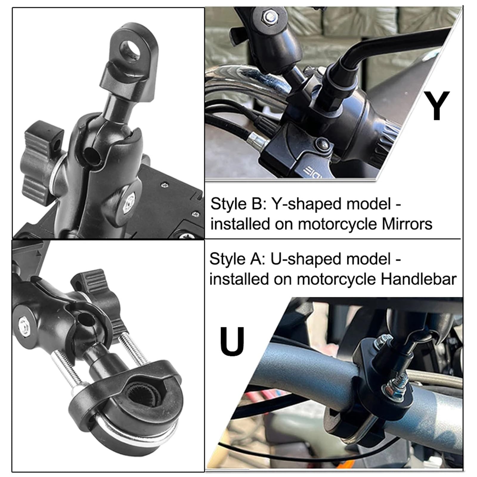 Support Navigation GPS pour Moto Support Réglable pour Téléphone Portable Et GPS pour Moto Scooter Vélo Électrique Miroir Guidon Antichute 4.7 À 7 Pouces Support Téléphone(Mirror Install)
