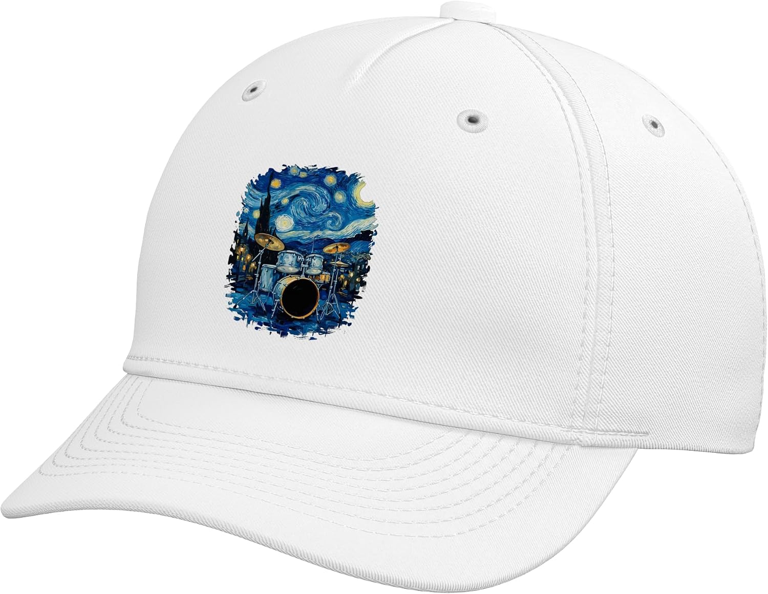Van Gogh Starry Night Drummer Drum Set Musician Rock Music Adjustable Baseball Hat