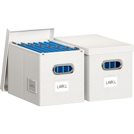 Hanging Fabric File Box with Lid