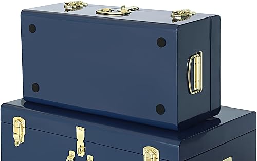 Miniatura 94 de Vixdonos Juego de 2 baúles decorativos de almacenamiento de caja de metal con asa (blanco con cierres de bronce) Blanco con cierres de bronce,Beige