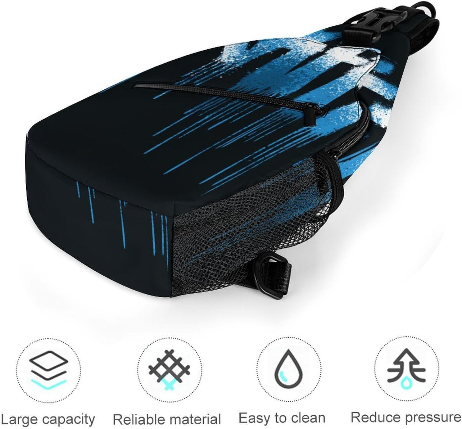 English Graffiti Sling Crossbody Bag Lightweight Chest Shoulder Backpack for Outdoor Sports