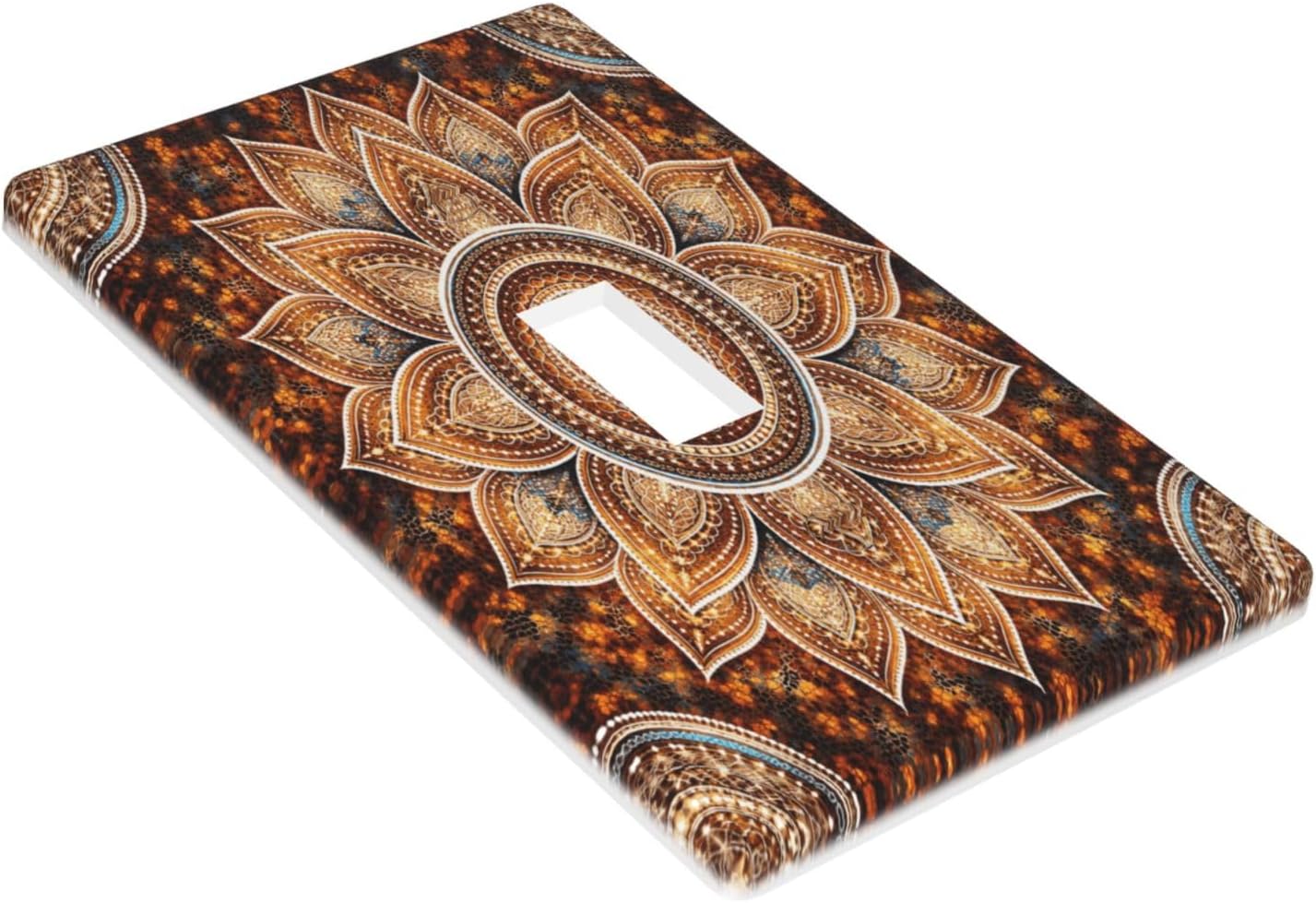 Golden Mandala Floral Pattern Single Toggle Wall Plate Switch Decorative Panel Electrical Socket Plate Suitable For Bathroom Kitchen Living Room Bedroom