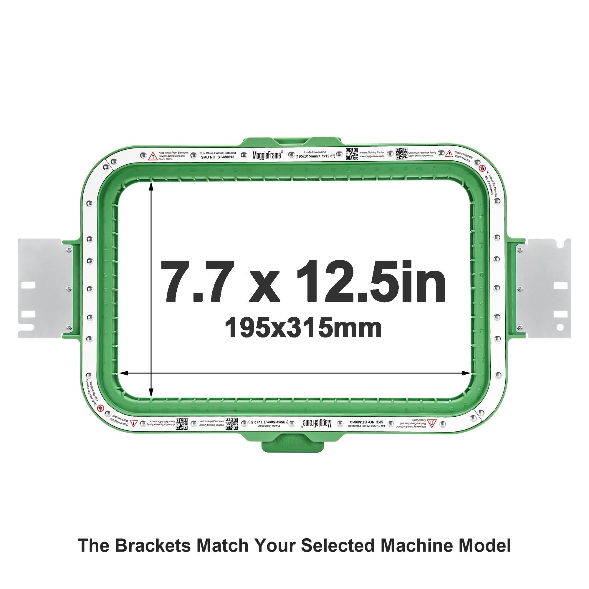 Brewland Bastidor de bordado magnético 195x315mm para Melco SUMMIT EMT16 X | Compatible con Melco Amaya, EMT16; 7.7x12.5inch