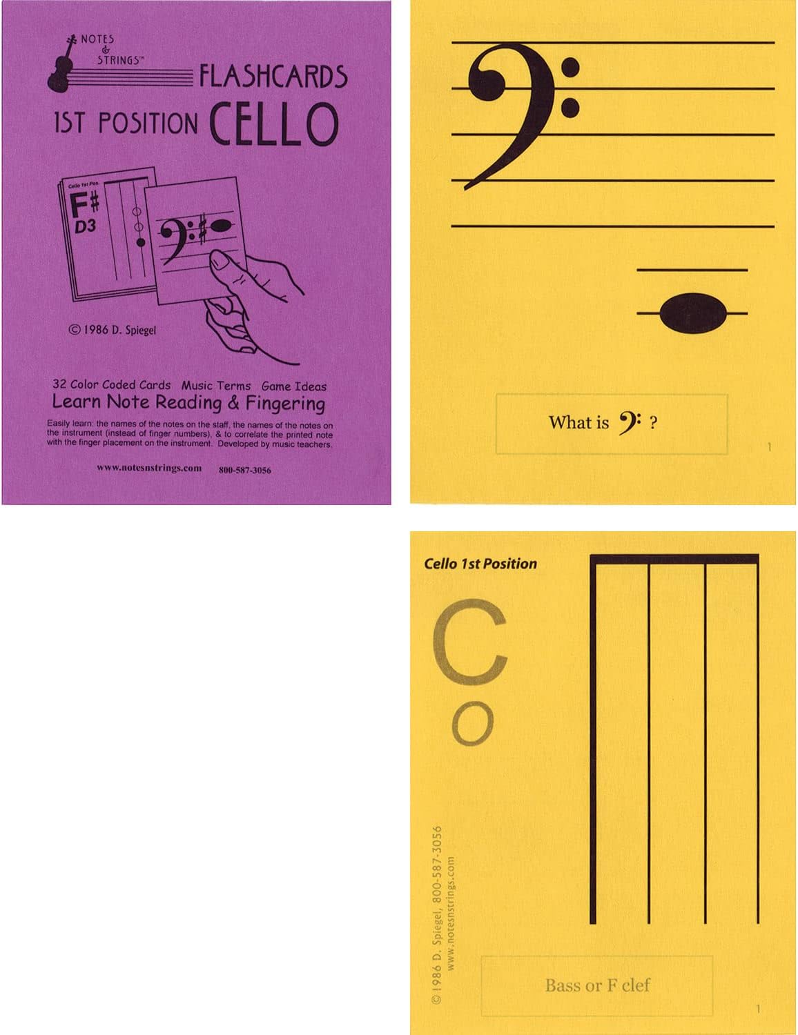 Notes & Strings Cello 1st Position 4.25"X5.5" Regular Size Flashcards
