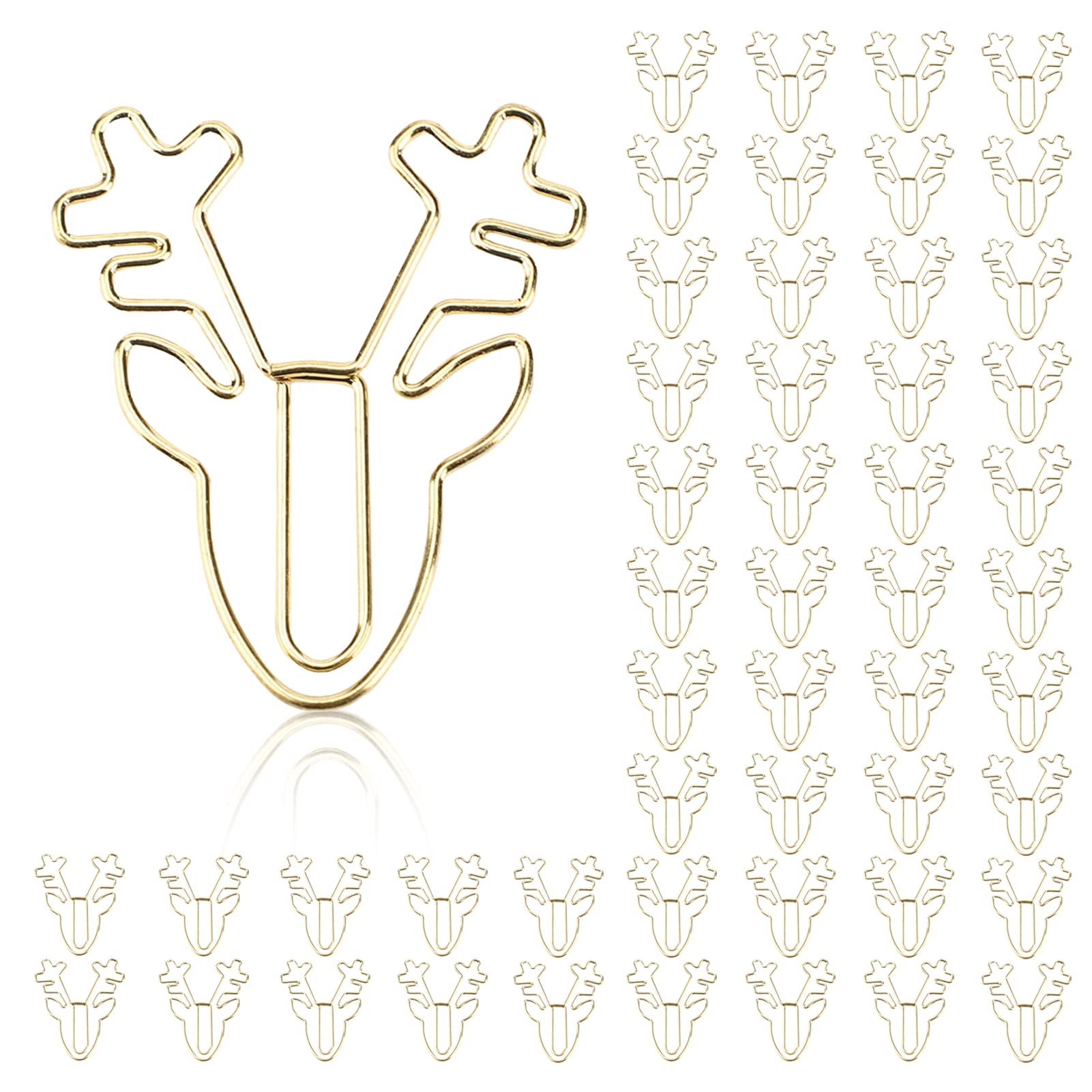Paper Clip,Office Supplies 50Pcs Small Gold Paper Clips Cute Deer Animal Paper Clips Metal Clips for Files Paper Fun Paper Clips Bookmarks Planner Clips Cool Paper Clips School Office Supplies