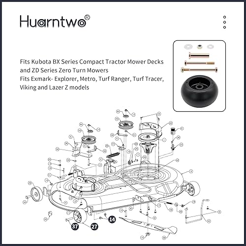 Miniatura 4 de Huarntwo Kit de hardware de rueda de cubierta de repuesto para Exmark Toro Kubota 103-3168 103-4051 1-603299