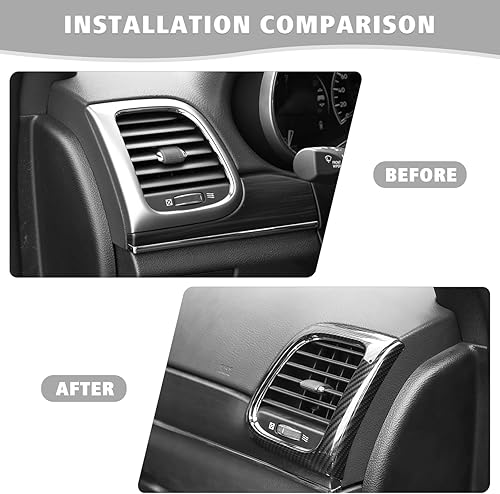 Miniatura 7 de Jimen Compatible con Jeep Grand Cherokee 2011-2020, 2 piezas de cubierta de ventilación de aire acondicionado lateral para consola central (fibra de