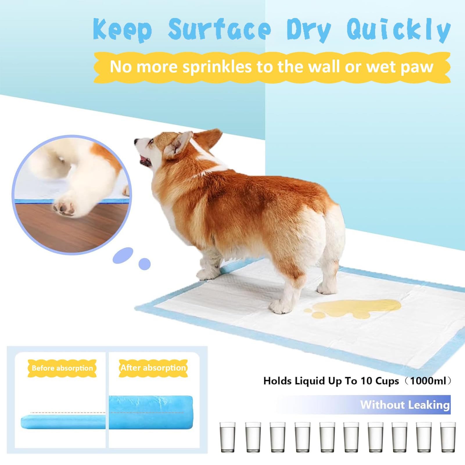 Almohadillas XL más gruesas para perros de 30 x 26 pulgadas, 60 unidades, almohadillas de entrenamiento extra grandes para mascotas, a prueba de fugas y súper absorbentes, almohadillas desechables de