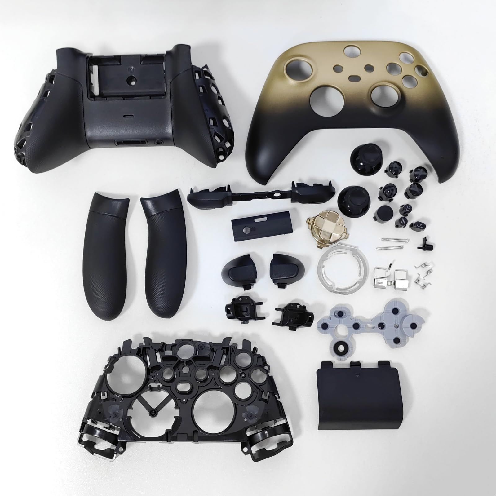 Hzxkqmil Guscio di Ricambio Kit Custodia Completa per Xbox Series X/S Controller - Edizione Speciale Gold, Piastre di Copertura Anteriori Guscio Posteriore Guide Laterali Parti dei Pulsanti