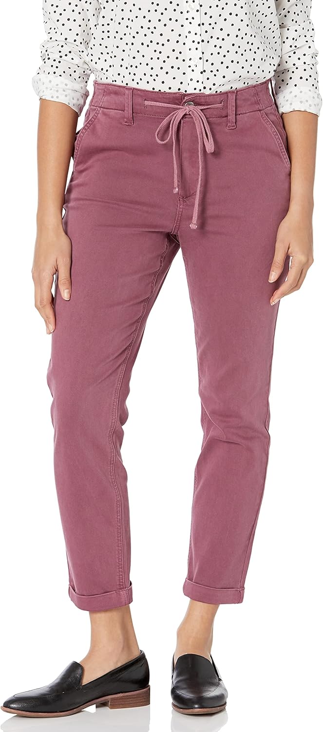 Paige Womens Christy Pant High Rise Tapered Cuffed Above The Ankle in Black Shadow