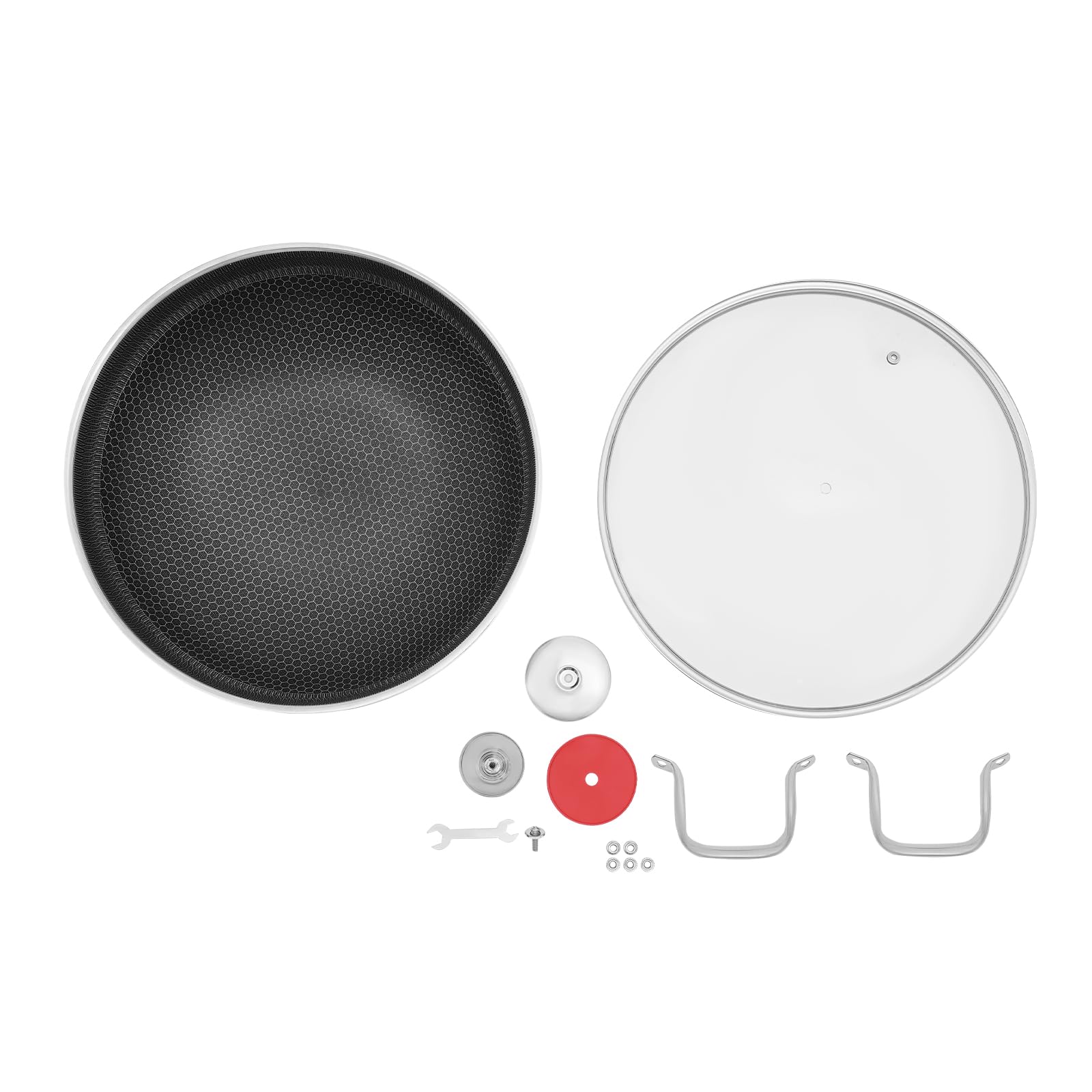 Padella antiaderente da 36 cm, in acciaio inox 410, diametro 13,98 pollici, profondità di 3,86 pollici, struttura a nido d'ape, padella interna senza rivetti