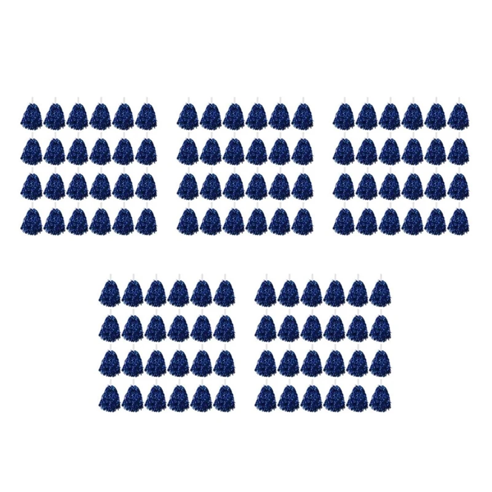 Lot de 120 pompons de pom-pom girl en aluminium métallique avec poignée en plastique pour adultes - Bleu