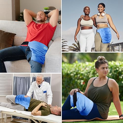 Miniatura 6 de REVIX Paquete frío reutilizable extra grande para bursitis de cadera y dolor flexor de cadera, bolsa de hielo para cirugía de reemplazo de cadera,