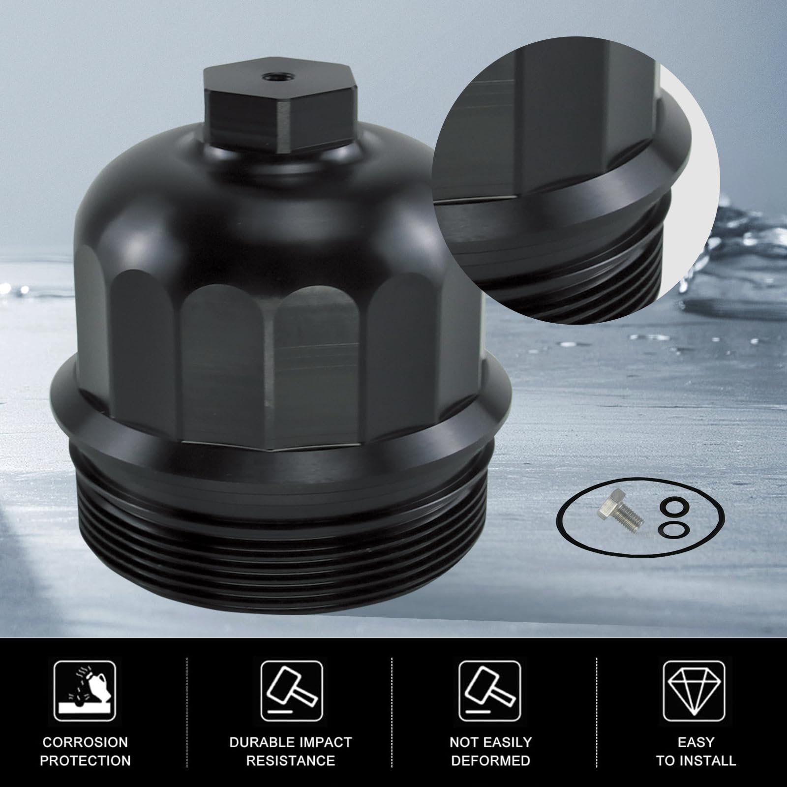 RULLINE Tapa de carcasa de filtro de combustible billet compatible con Chevy/GMC 6.6L L5P Duramax Diesel 2017-2019 - Se adapta a 2500HD y 3500HD (no incluye filtro TP1015)